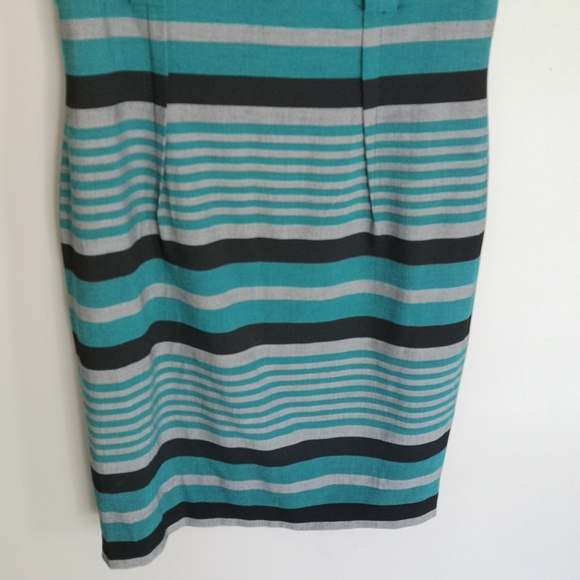 Calvin Klein Striped Fitted Sheath Midi Dress With Pleating Women's Size 12 - Picture 4 of 11